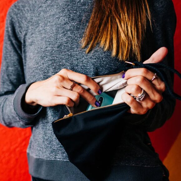 Buddha Pants Unisex Zipper Travel Cotton Make Up Bag Hand Carry Clutch Black - Picture 6 of 7